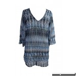 Bar III Women's Striped Print V-Neck Tunic Swimsuit Cover Indigo B01FV26P3M